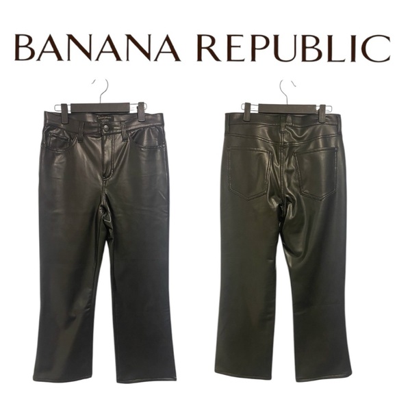 Banana Republic Vegan Leather Cropped Bootcut Pants Size 6 - Picture 1 of 10